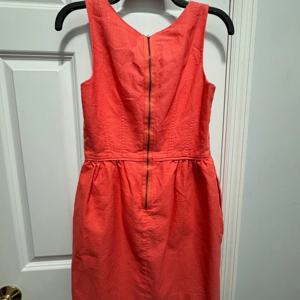 J.crew size 4 100% cotton sleeveless coral pleat tunic  dress